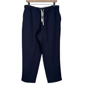 ZARA Women’s Navy Blue Rustic Linen Blend Drawstring Pants Size L